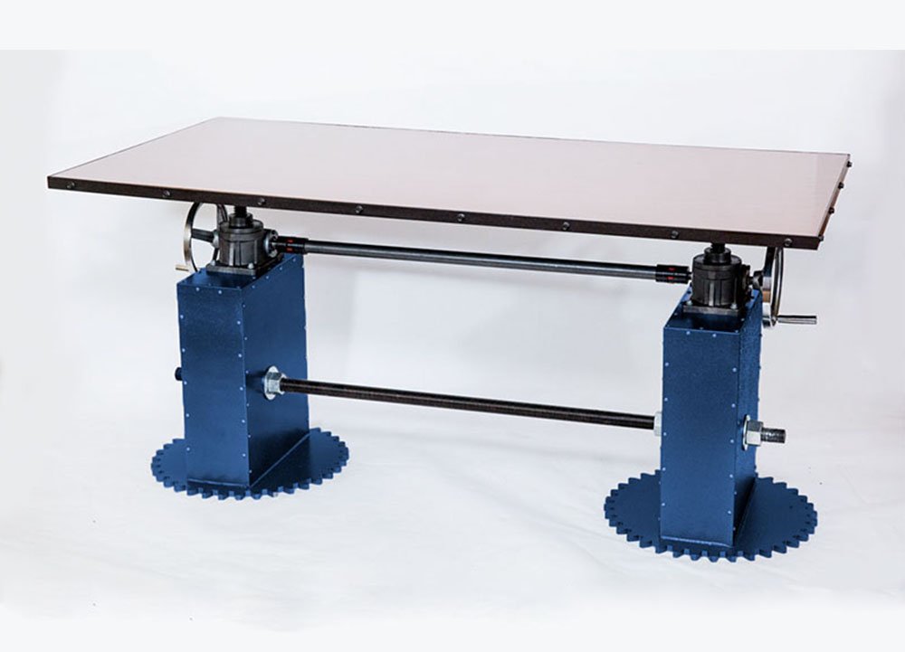 Screw Jack Table with Box Base and Cog Floor Profile