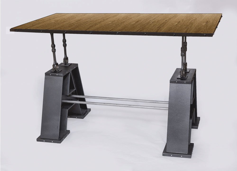 Vintage “A” Frame Desk with Connecting Rod and Natural Top